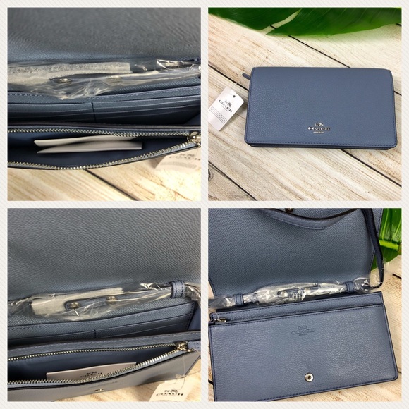 COACH • FOLDOVER CLUTCH /CROSSBODY PEBBLE LEATHER - Picture 3 of 8